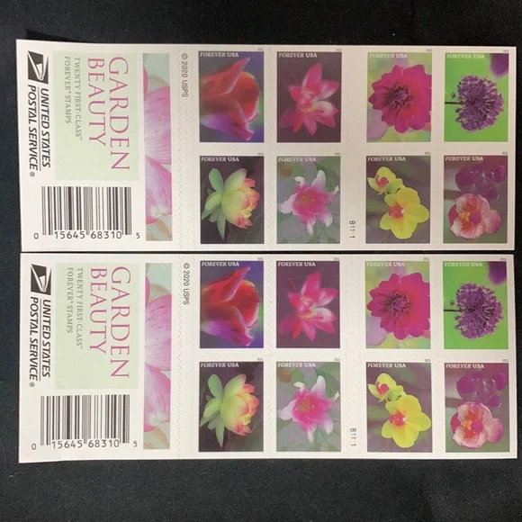 Vibrant Floral Design Stamp Set - Purple and Green